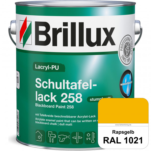 Lacryl-PU Schultafellack 258 (RAL 1021 Rapsgelb) wasserbasierter und matter Schultafellack (innen)