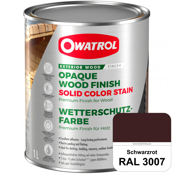 Solid Color Stain (RAL 3007 Schwarzrot) deckende und matte Wetterschutzfarbe außen