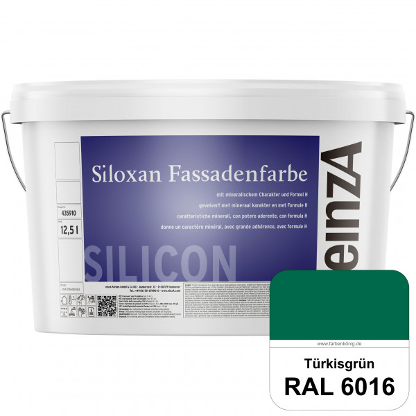 einzA Siloxan Fassadenfarbe (RAL 6016 Türrkisgrün) Siliconvergütete Fassadenfarbe