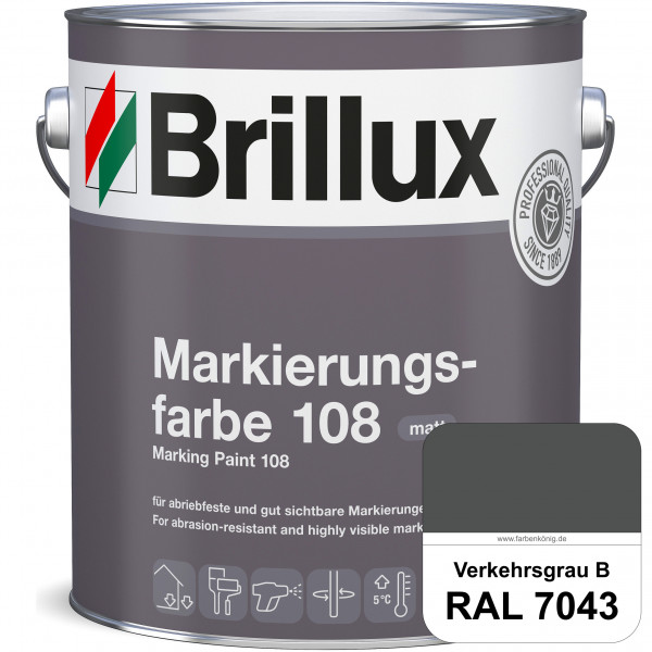 Markierungsfarbe 108 (RAL 7043 Verkehrsgrau B) Markierungsfarbe für Asphalt, Betonböden, Zementestri