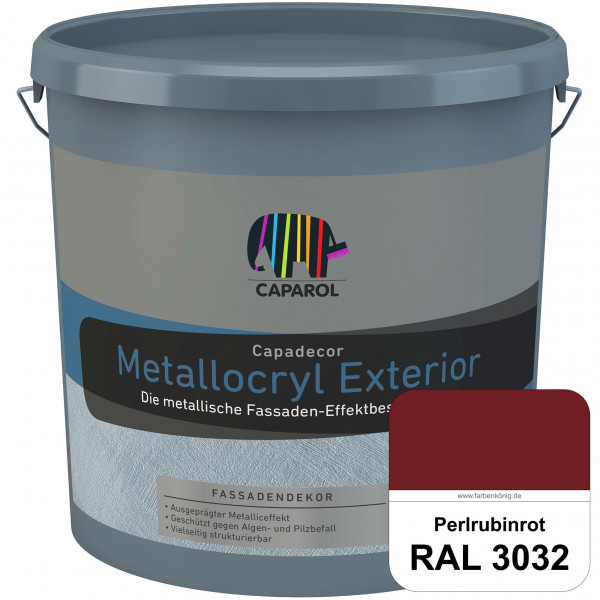 Capadecor Metallocryl Exterior (RAL 3032 Perlrubinrot) Seidenglänzende Dispersionsfarbe mit metallis