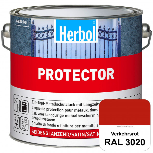 Protector (RAL 3020 Verkehrsrot) Seidenglänzende Spezialbeschichtung für Eisen- und NE-Metalle (auße