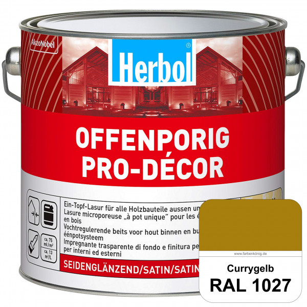 Herbol Offenporig Pro-Décor (RAL 1027 Currygelb) Hochwertige Ein-Topf-Holzlasur mit 2-Phasen-UV-Schu
