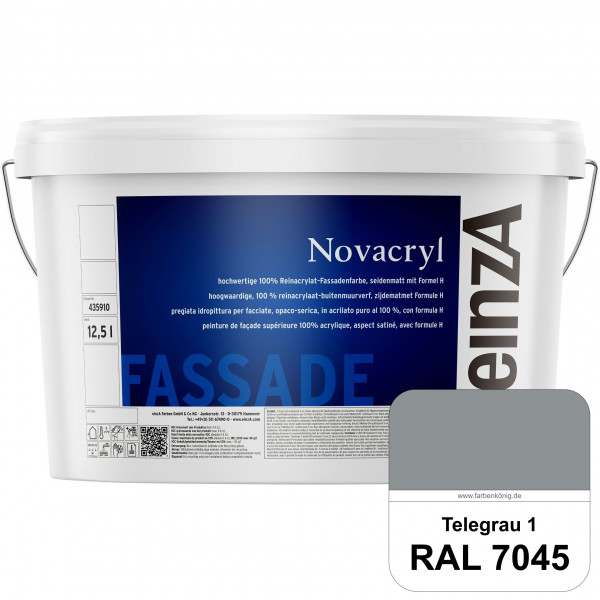 einzA Novacryl (RAL 7045 Telegrau 1) Reinacrylat-Fassadenfarbe, seidenmatt