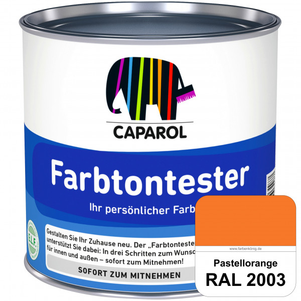 Farbtontester (RAL 2003 Pastellorange) Individuell abgetönte Dispersionsfarbe zum Anlegen von Farbto