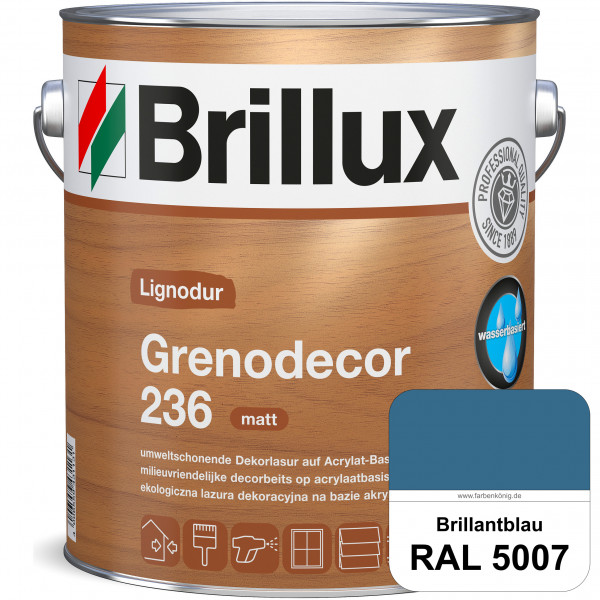 Grenodecor 236 (RAL 5007 Brillantblau) Umwelt- und gesundheitsschonende, diffusionsfähige Dekorlasur