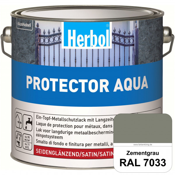 Protector Aqua (RAL 7033 Zementgrau) Lack für Eisen, Stahl und NE-Metalle (Innen&Außen)
