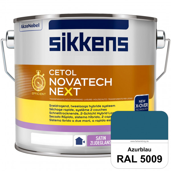Cetol Novatech neXt (RAL 5009 Azurblau) Schnelltrocknende Hybrid-Lasur mit höchster Wetterbeständigk
