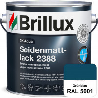 2K-Aqua Seidenmattlack 2388 (RAL 5001 Grünblau) mechanisch und chemisch hoch belastbar für außen & i
