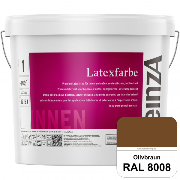 einzA Latexfarbe Premium (RAL 8008 Olivbraun) Hochwertige scheuerbeständige seidenglänzende Latexfar