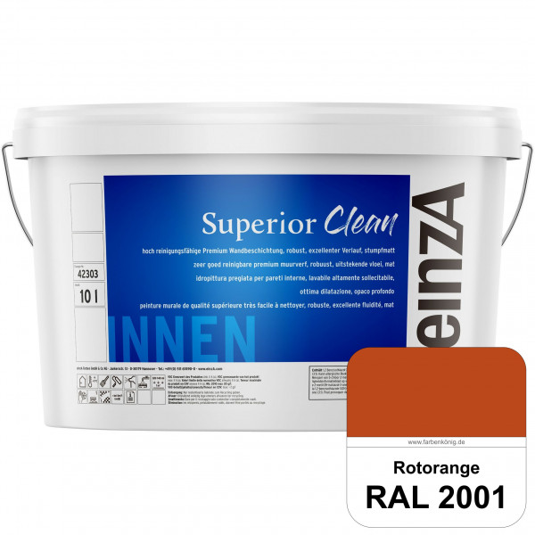 einzA Superior Clean (RAL 2001 Rotorange) Hoch reinigungsfähige, stumpfmatte Premium-Wandbeschichtun