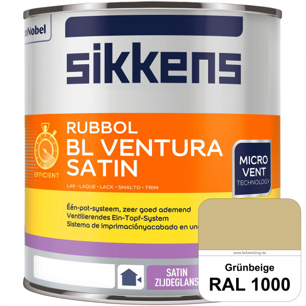Rubbol BL Ventura Satin (RAL 1000 Grünbeige) Seidenglanzlack (wasserbasiert) Fenster außen