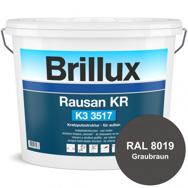 Rausan KR K3 3517 mit Protect (RAL 8019 Graubraun) Organisch gebundener Kratzputz für wetterbeständi