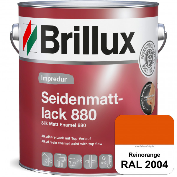 Impredur Seidenmattlack 880 (RAL 2004 Reinorange) für Holz- oder Metallflächen innen & außen