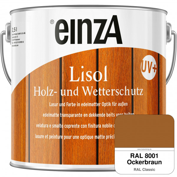 einzA Lisol Holz- und Wetterschutz Lasur und Farbe (RAL 8001 Ockerbraun)