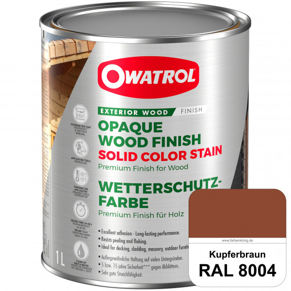 Solid Color Stain (RAL 8004 Kupferbraun) deckende und matte Wetterschutzfarbe außen