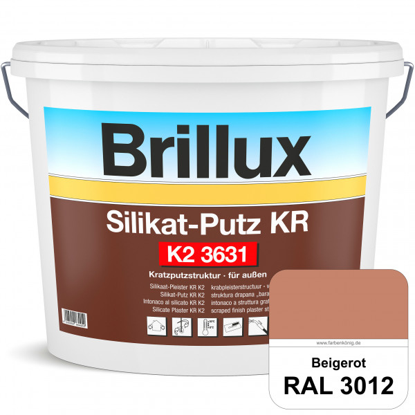 Silikat-Putz KR K2 3631 (RAL 3012 Beigerot) Dekorativer Kratzputz auf Silikatbasis