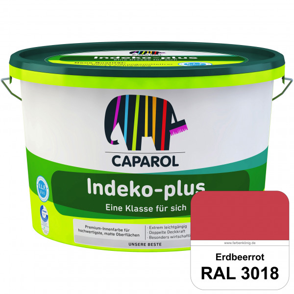Indeko-plus (RAL 3018 Erdbeerrot) doppeldeckende matte & hochwertige Innenfarbe