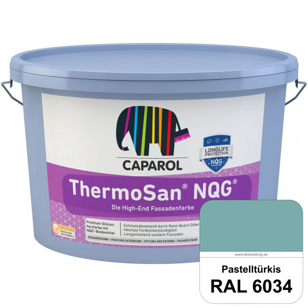 ThermoSan NQG (RAL 6034 Pastelltürkis) schmutzabweisende Siliconharz Fassadenfarbe mit Algen- und Pi