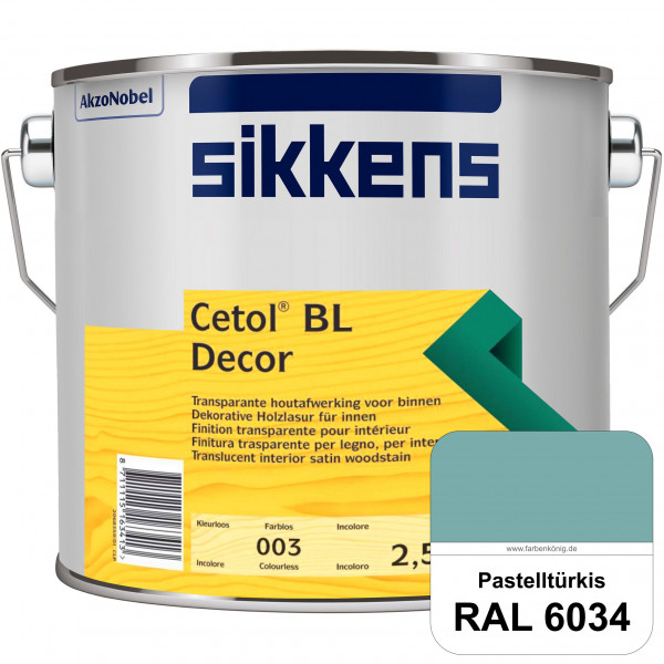 Cetol BL Decor (RAL 6034 Pastelltürkis) wasserbasierte & seidenglänzende Dünnschichtlasur für innen