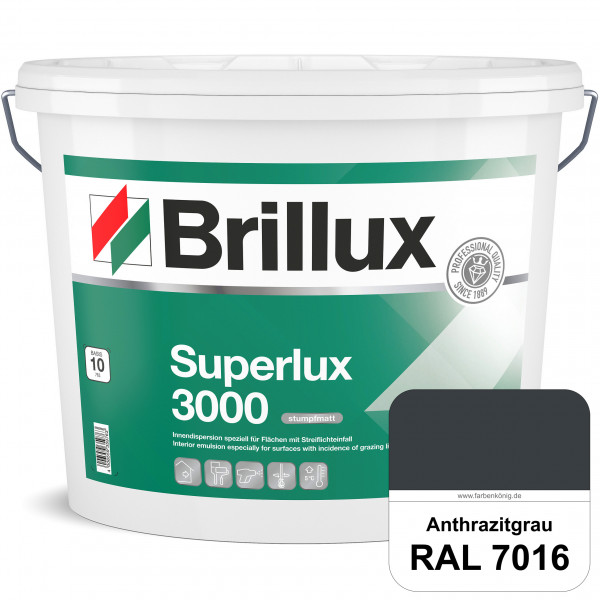 Superlux 3000 (RAL 7016 Anthrazitgrau) hoch deckende stumpfmatte Innen-Dispersionsfarbe - streiflich