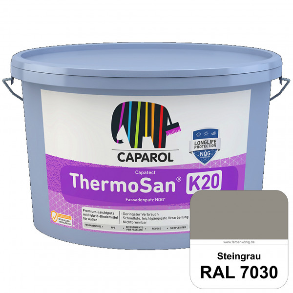Capatect ThermoSan® Fassadenputz NQG® (R 30) (RAL 7030 Steingrau) Reibeputz-Struktur in Körnung 3 mm