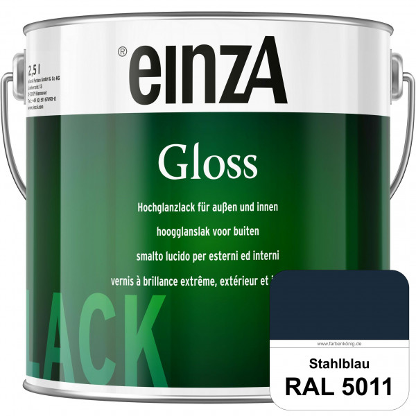 einzA Gloss (RAL 5011 Stahlblau) Hochwertiger Alkydharzlack in Premium-Qualität, hochglänzend.