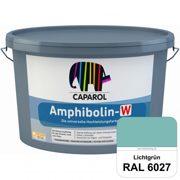 Amphibolin-W (RAL 6027 Lichtgrün) Seidenmatte Reinacrylat-Fassadenfarbe mit Pilz- & Algenschutz