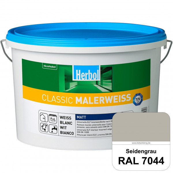 Classic Malerweiss (RAL 7044 Seidengrau) Universell wirtschaftliche & matte Wandfarbe