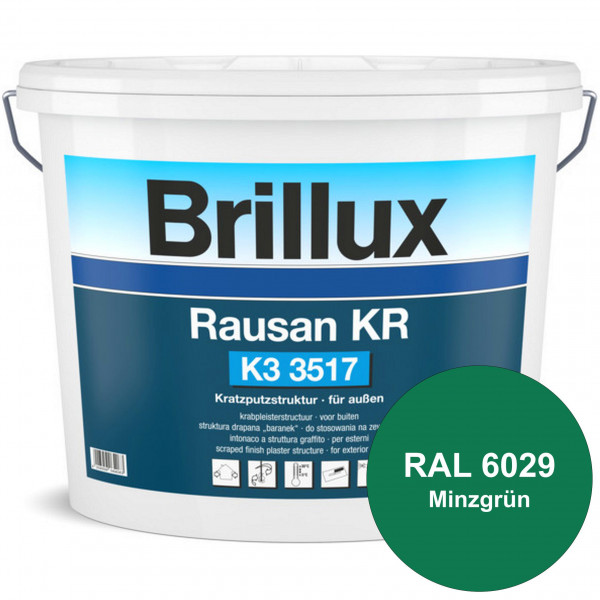 Rausan KR K3 3517 mit Protect (RAL 6029 Minzgrün) Organisch gebundener Kratzputz für wetterbeständig