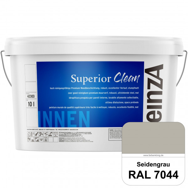 einzA Superior Clean (RAL 7044 Seidengrau) Hoch reinigungsfähige, stumpfmatte Premium-Wandbeschichtu