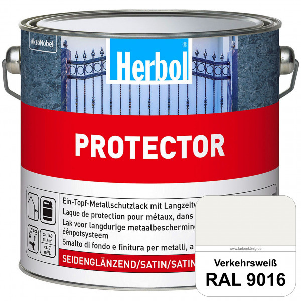 Protector (RAL 9016 Verkehrsweiß) Seidenglänzende Spezialbeschichtung für Eisen- und NE-Metalle (auß
