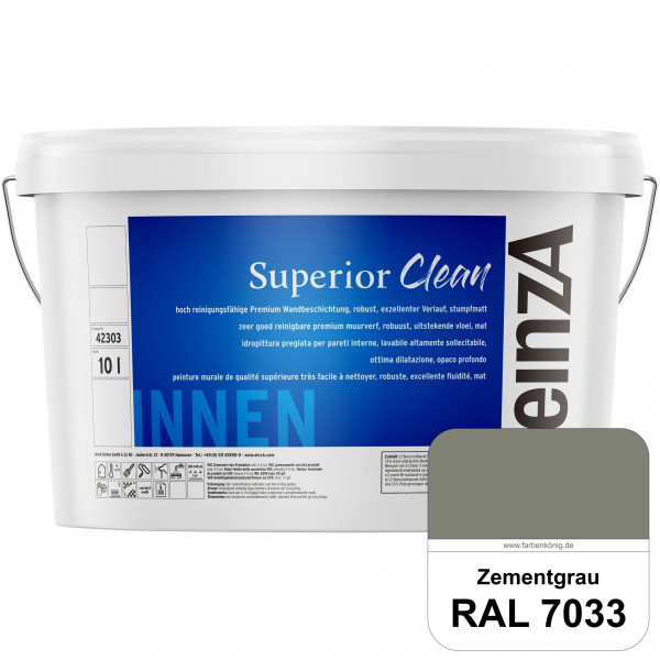 einzA Superior Clean (RAL 7033 Zementgrau) Hoch reinigungsfähige, stumpfmatte Premium-Wandbeschichtu