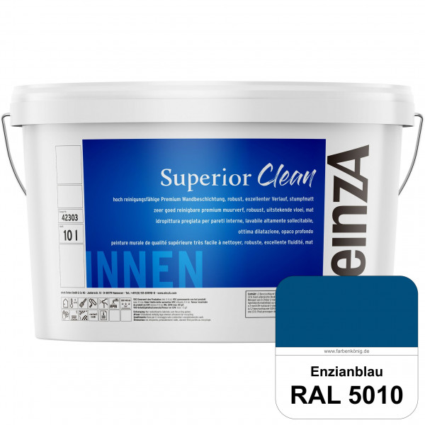 einzA Superior Clean (RAL 5010 Enzianblau) Hoch reinigungsfähige, stumpfmatte Premium-Wandbeschichtu