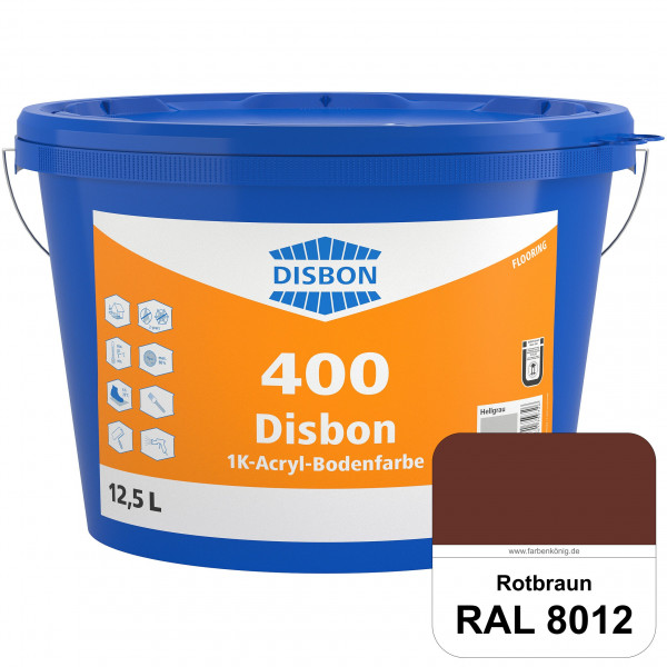 Disbon 400 1K-Acryl-Bodenfarbe (RAL 8012 Rotbraun) Dispersionsbeschichtung für mineralische Bodenflä
