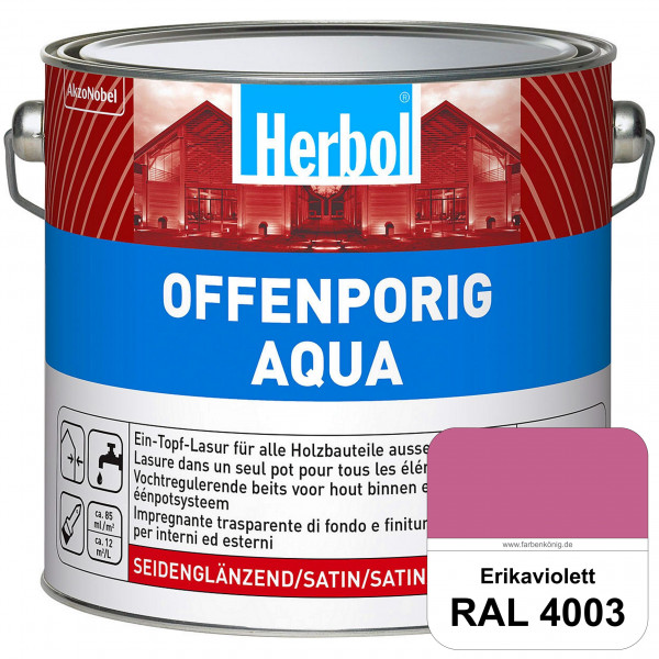 Offenporig Aqua (RAL 4003 Erikaviolett) Wasserverdünnbar & hochwertige Ein-Topf-Holzlasur - Feuchtes