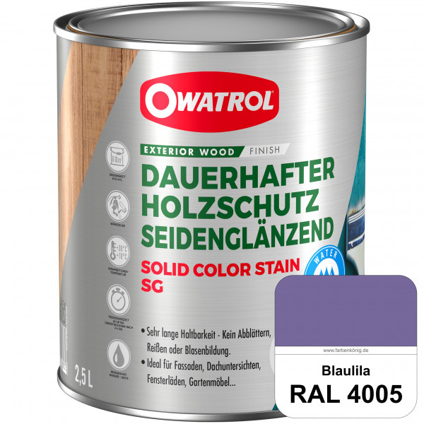 Solid Color Stain SG (RAL 4005 Blaulila) deckende und seidenglänzende Wetterschutzfarbe außen