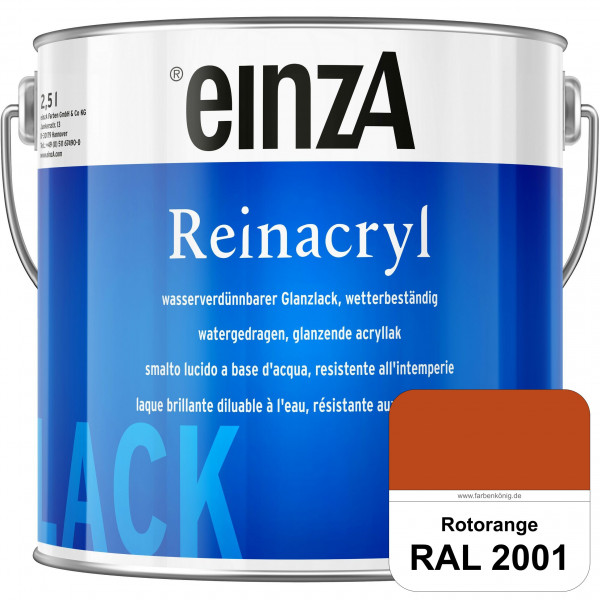 einzA Reinacryl (RAL 2001 Rotorange) wetterbeständige glänzende Acryl-PU-Lackfarbe