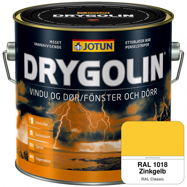 DRYGOLIN Vindu og Dør - wetterbeständige Holzschutzfarbe für Außen (RAL 1018 Zinkgelb)