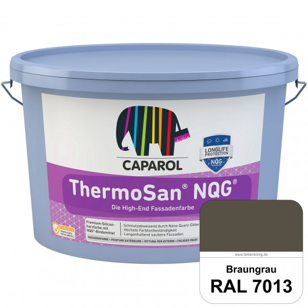 ThermoSan NQG (RAL 7013 Braungrau) schmutzabweisende Siliconharz Fassadenfarbe mit Algen- und Pilzsc