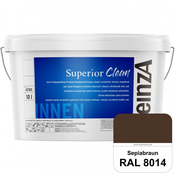 einzA Superior Clean (RAL 8014 Sepiabraun) Hoch reinigungsfähige, stumpfmatte Premium-Wandbeschichtu
