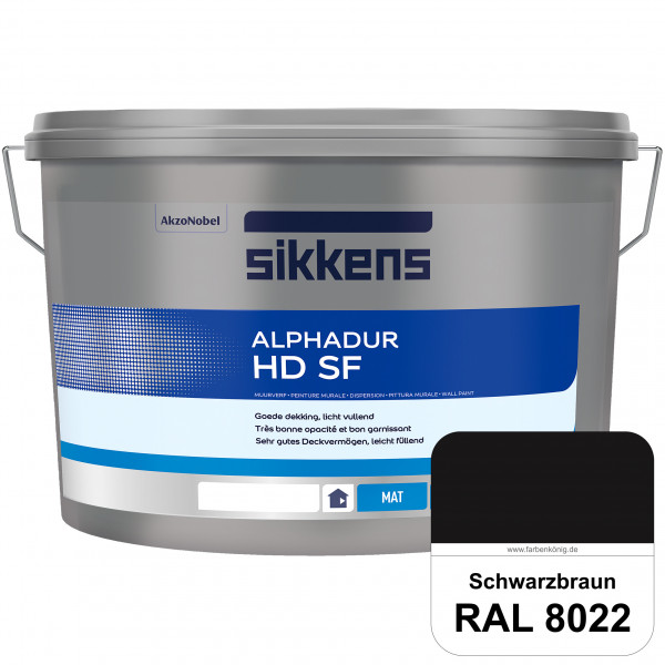 Alphadur HD SF (RAL 8022 Schwarzbraun) matte hochdeckende waschbeständige Innenwandfarbe
