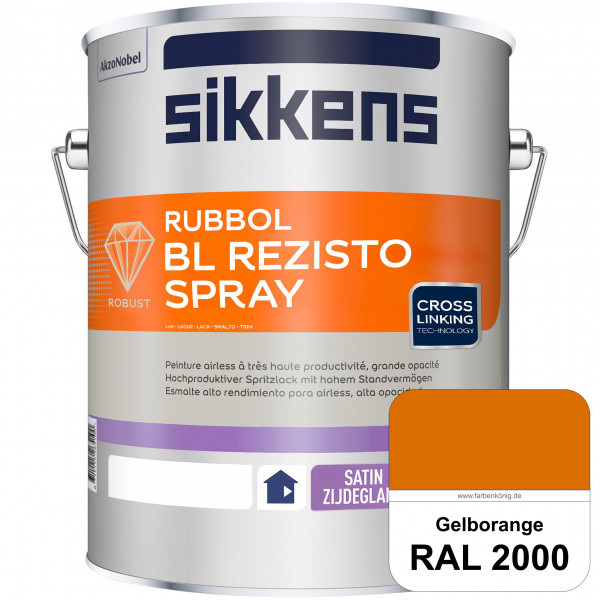 Rubbol BL Rezisto Spray (RAL 2000 Gelborange) Hochwertiger, strapazierfähiger Airlesslack für (innen
