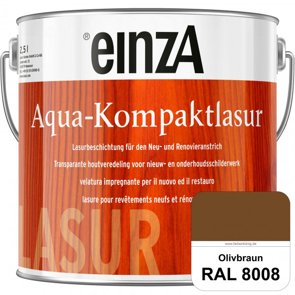 einzA Aqua-Kompaktlasur (RAL 8008 Olivbraun) wasserverdünnbare & feuchtigkeitsregulierende Lasurbesc