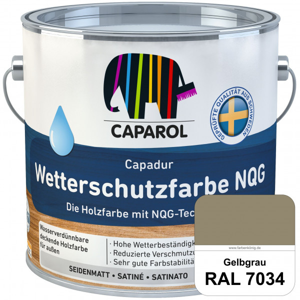 Capadur Wetterschutzfarbe NQG (RAL 7034 Gelbgrau) Holzfarbe mit NQG-Technologie wasserbasiert für au
