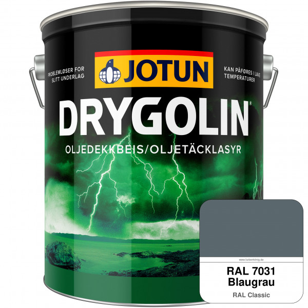 DRYGOLIN Oljedekkbeis - Deckende & wetterbeständige Öllasur für Außen (RAL 7031 Blaugrau)