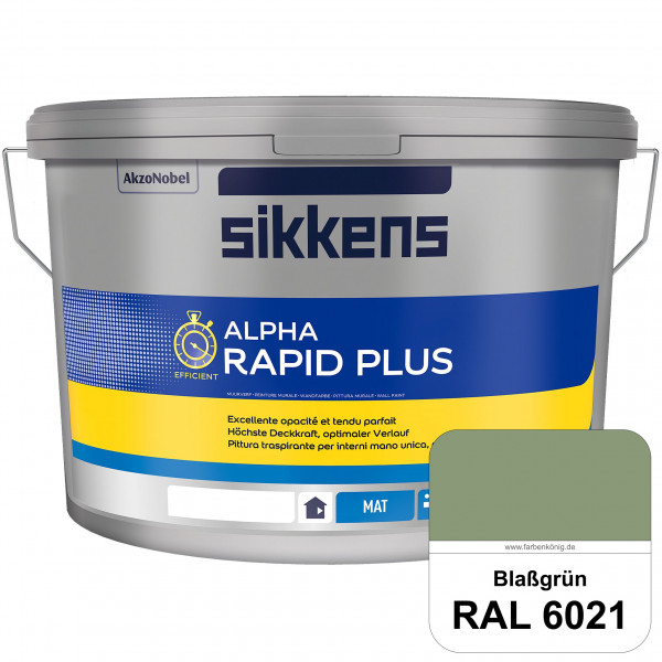 Alpha Rapid Plus (RAL 6021 Blassgrün) Hochwertige & stumpfmatte Wandfarbe für mittlere Belastungen