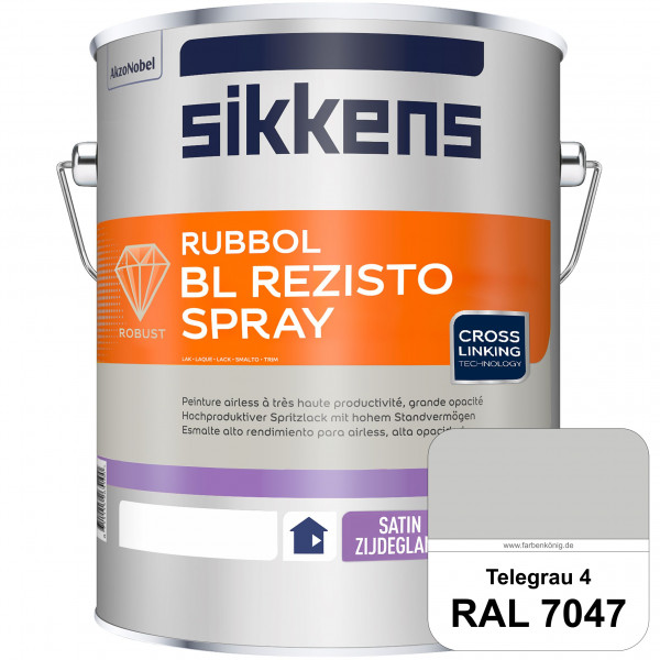 Rubbol BL Rezisto Spray (RAL 7047 Telegrau 4) Hochwertiger, strapazierfähiger Airlesslack für (innen