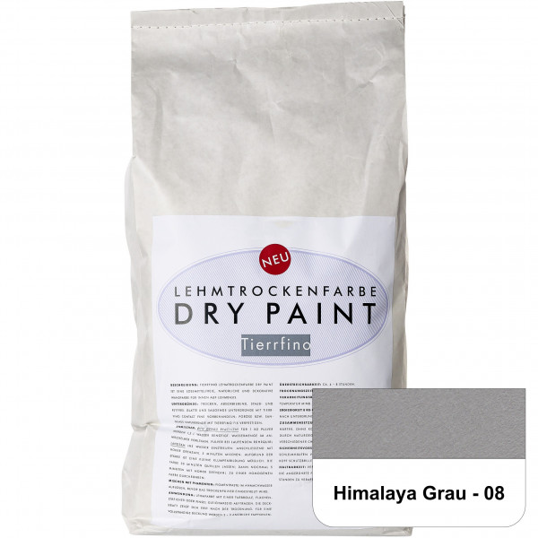 DRY-PAINT Lehmtrockenfarbe - Himalaya Grau - 08