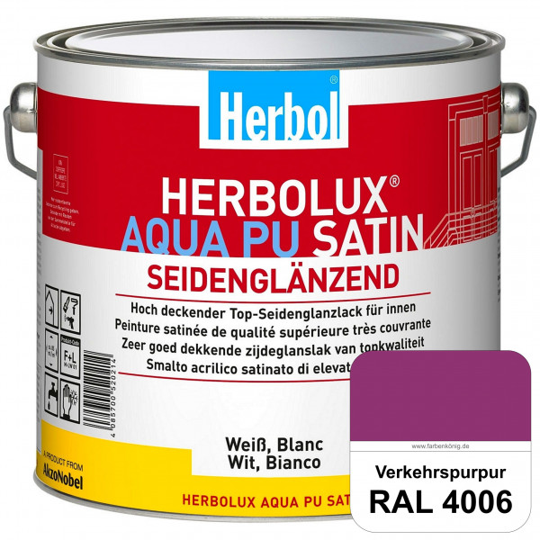 Herbolux Aqua PU Satin (RAL 4006 Verkehrspurpur) Wasserverdünnbarer Top-PU-Seidenglanzlack (Innen)